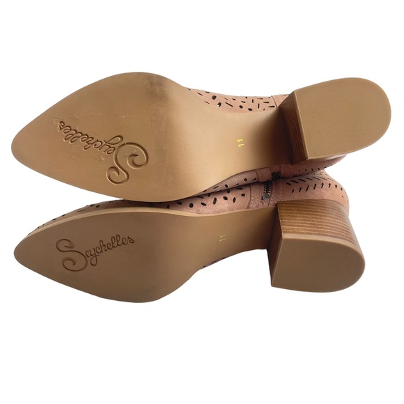 Seychelles Chaparral Lasercut Suede Leather Heeled Ankle Booties Ginger Pink - Picture 8 of 10